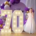 Marquee Numbers 70th-Birthday Large Decorations: 4ft Light Up Numbers 70 Birthday Sign for Boy Girl Seventy Year Old Anniversary Mosaic Party Decor Backdrop Big Foam Board