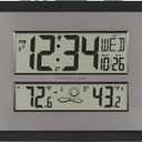 La Crosse Technology 512-85937-INT Atomic Digital Wall Clock with Temperature & Forecast in Gray/Silver