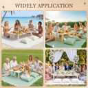 Extra Large Outdoor Boho Picnic Blanket with Table Runner and 6 Throw Pillows Covers for Outdoor Essentials Beach Accessories Basket Set Oversized Manta Yard Outside Mat Wedding Party Decor Sage Green