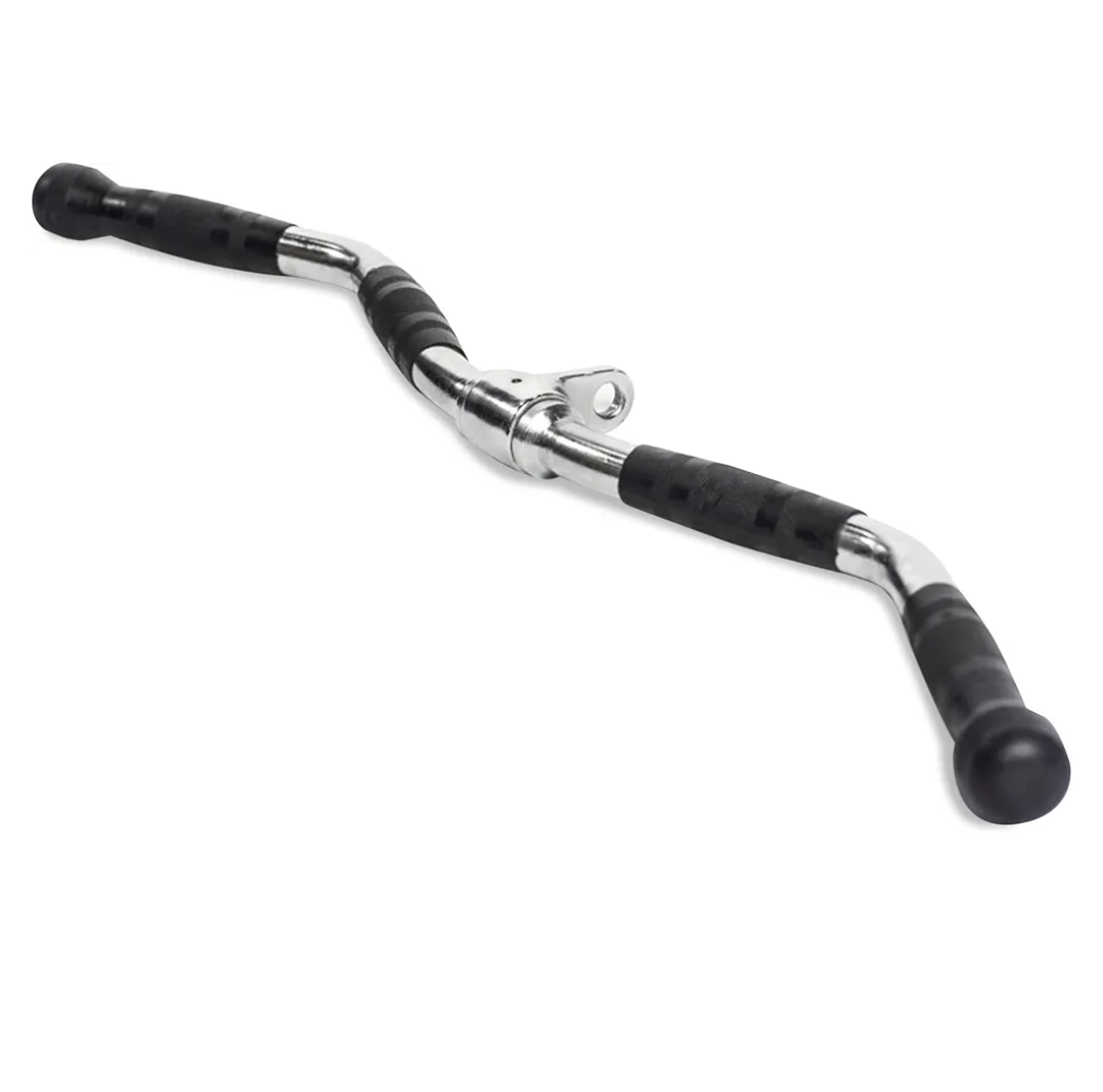 Multi-Grip Curl Bar Cable Attachment, Commercial and Home Gym, Non-Slip Grip Tricep Barbell, LAT Bar Pull Down Attachment - 25mm Diameter