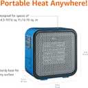 Amazon Basics Ceramic Portable Mini Space Heater for Office Desk, Fast Heating, Efficient, Indoor Use, 500W, With Tip-Over Protection, Lightweight 1.4 lbs, Blue, 5.9 x 3.2 x 6 inches
