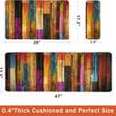Kitchen Mats for Floor Colorful kitchen rugs Cool Wooden Abstract Anti Fatigue Kitchen Mats Waterproof Floor Mats Cushioned Non-Skid Standing Mats for Laundry, Sink, Set of 2,17.3 x 28+17.3 x 47 Inch