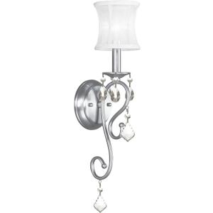Livex Lighting 6301-91 Newcastle Brushed Nickel Wall Sconce , White, 5"W x 20.5"H
