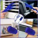 Microfiber Duster, 8PCS Feather Duster with 100 Inch Telescoping Extension Pole, Reusable Bendable Dusters, Washable Lightweight Dusters for High Ceiling, Fan, Blinds, Window, Corners, Blue