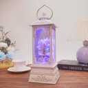 Gifts for Mom from Daughter Son, Crystal Rose Flower Lantern with Colorful Lights and Music & 6H Timer, Roses Forever Flower for Women Mom Grandma Wedding Decorations (W-Purple Rose)