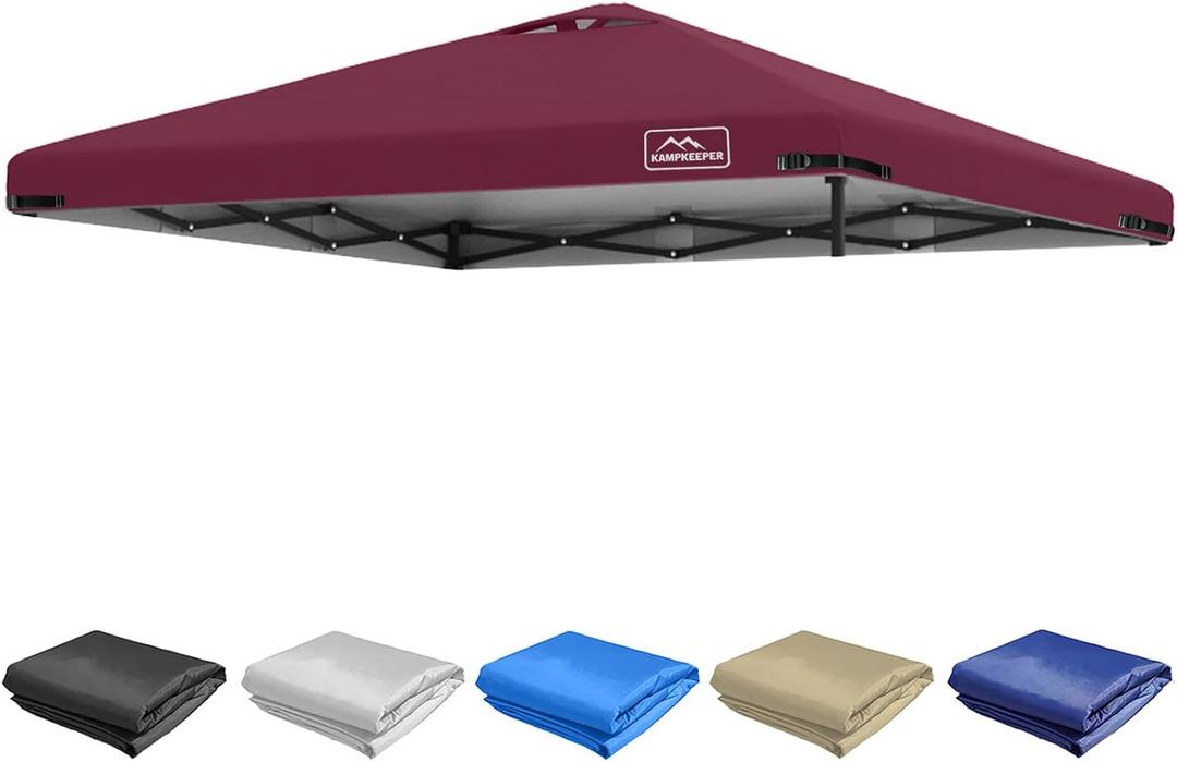 KAMPKEEPER Replacement Top Pop Up Canopy Tent Cover Roof with Air Vent and Adjustable Elastic Strap, Polyester UV Waterproof for Outdoor Garden Patio Sun Shade(Top Only) (Red, 10x10FT)