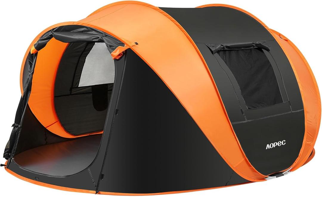 Pop Up Camping Tent, 6 Person Instant Tent Waterproof PU4500mm, Spacious Ventilated Camping Tent with Front Porch, Quick Setup Lightweight Portable for Outdoor Camping Hiking Beach