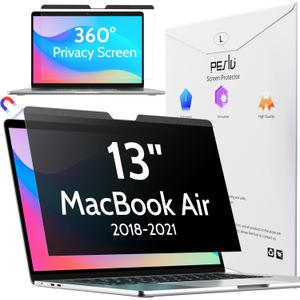 Peslv Magnetic 360 Privacy Screen for Macbook Air 13 Inch (2018-2021, M1), Removable Matte Anti Glare Blue Light Protector 4 Way Private Security Filter for 13.3" Mac Laptop Computer