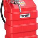 TOPWAY 16 Gallon Portable Fuel Gas Tank Container Caddy with 12V DC Electric Gasoline Diesel Fuel Self-priming Transfer Pump for Cars, Lawn Mowers, ATVs, Boats & More