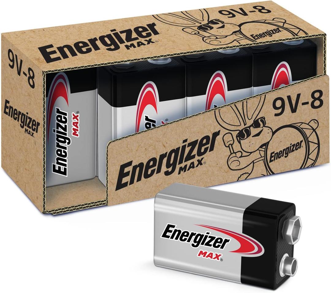 Energizer MAX 9V Batteries (8 Pack), 9 Volt Alkaline Batteries