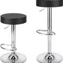 Finnhomy Bar Stools Set of 2 Modern PU Leather, Swivel Barstools with Footrest and Backless Round, Counter Height Adjustable Modern Counter Stools for Kitchen, Black