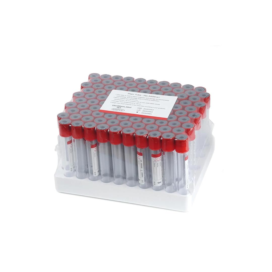 Vacutainer Blood Collection Tubes 10ml Lab Vacuum Plain Tube for Pet Animals Veterinary Lab Supplies 100 Pcs Wrap Packaging
