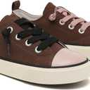 Toddler Little Kid Cushioned Canvas Shoes Slip On Sneakers Soft and Durable (Brown)