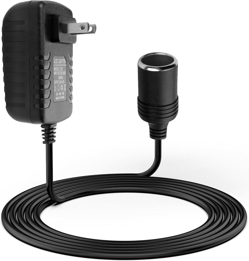 Herfair AC to DC Converter 2A 24W Car Cigarette Lighter Socket Adapter Power Cable 110-240V to 12V AC/DC for Car Appliances Home Use to Wall Plug (1 Pack)