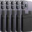 2 x BIAJIYA Card Holder for Back of Phone, Pouch Silicone Wallet Sleeve Pocket Stick-on ID Credit Card for All Smartphones (Black*5)