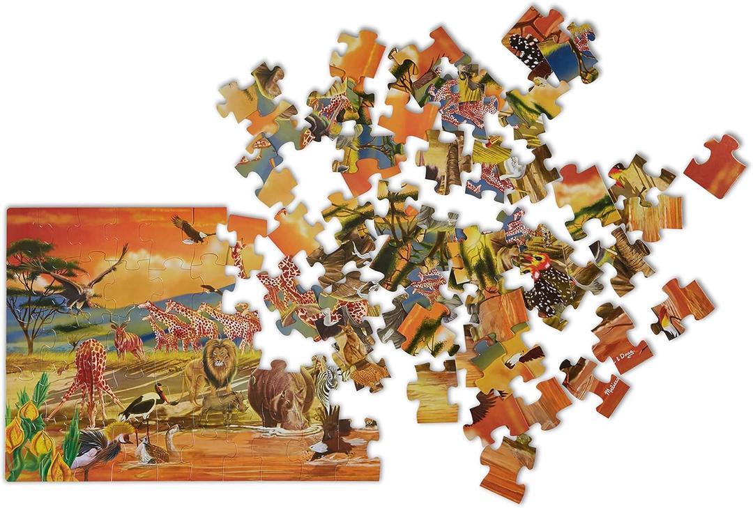 Melissa & Doug African Plains Safari Jumbo Jigsaw Floor Puzzle (100 pcs, Over 4 feet Long)