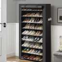 SONGMICS 10-Tier Shoe Rack, Shoe Storage Cabinet with Dustproof Cover, Free-Standing Shoe Storage Organizer for Closet, Entryway, Hold 40-50 Pairs of Shoes, for Sneakers, High Heels, Black URXJ36HV1