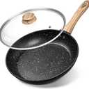 MICHELANGELO 10 Inch Frying Pan with Lid, Nonstick Frying Pan with Healthy Granite Coating, Nonstick Pan with Anti-Scald Handle, Induction Compatible