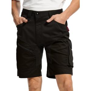 WORK IDEA Men's 10 Inch Cotton Work Shorts Strench with Utility Pockets (Black)