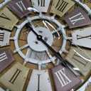Distressed Metal Wall Clock 16 Inch, Industrial Vintage Roman Numerals, Weathered Iron Frame Farmhouse Office Cafe Decor