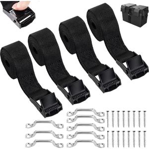 1" x 4ft Battery Tie Down Straps for Boats,Battery Hold Down with Cam Buckle,Stainless Steel Bracket and SS Screws Used for Cooler,Battery Box,Fuel Tank,Luggage Belt,RV (4 PCS)