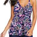 Zando Womens Tankini Swimsuits for Women Tummy Control Bathing Suits for Women Athletic Two Piece Swimsuit with Boyshorts (16-18, B Vintage Ethnic Printed) 4XL