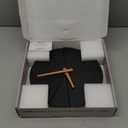 Driini Staircase Modern Wall Clock - Unique 10.5 in. Frameless Concrete Design - Contemporary, Minimalist Decor; No Numbers - Silent Battery Operated Clocks with Decorative Wooden Hands; Black