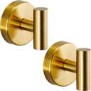 Suction Cup Hooks for Shower - Bathroom Reusable Hooks for Towels, Robes & Loofah - No-Drill Mounting on Kitchen,Walls,Metal,Glass,Mirrors,Tile & Smooth Non-Porous Surfaces (2, Brushed Gold)