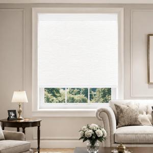 36" W x 72" H Cordless Blackout Roller Shades Blinds for Indoor Windows Free-Stop Blackout Blinds Window Roller Blinds for Home and Office, Modern Window Blind Color-Matched (Blackout-White)