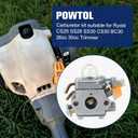 Powtol 308054043 Carburetor for Ryobi CS26 SS26 RY09056 CS30 SS30 EX26 RY28040 RY28020 RY28000 RY09053 RY09055 RY28025 RY28021 26CC Trimmer Brushcutter