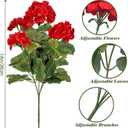 TOCHGREEN Artificial Red Geranium Silk Flowers Outdoor Plant Bush 2 Bundles Faux Flowers Geraniums for Outdoors Floral Home Decor Indoor Garden Patio Vase Grave Cemetary Table Centerpieces Decor
