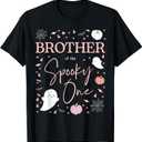 Brother of the Spooky One Girl First Birthday Pink Halloween T-Shirt, Size L