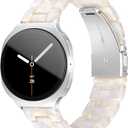 Resin Band for Samsung Galaxy Watch 8 Band 40mm 44mm/Galaxy Watch 8 Classic Band 46mm Women, Lightweight Replacement Bracelet Strap for Samsung Watch 8 Bands-Colorful White