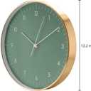 LUUK LIFESTYLE Silent wall Clock with Quartz Movement, Modern and Minimalist Design, Deco for Kitchen, Living Room, Gift idea, Dark Green and Gold
