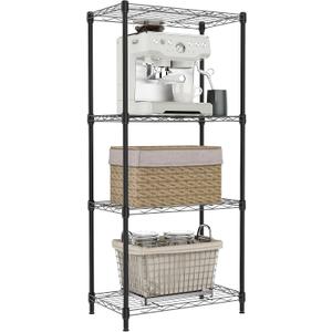 IZEUK 4 Tier Metal Wire Shelf Unit, Black Storage Rack Organizer for Kitchen, Bedroom, Living Room or Laundry Room, 17.7" W x 11.8" D x 41.9" H