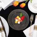 DaYammi 210PCS Gold Glitter Plastic Dinnerware Set for 30 Guests, Fancy Disposable Plates for Party, Include: 30 Dinner Plates, 30 Dessert Plates, 30 Pre Rolled Napkins with Gold Silverware, 30 Cups