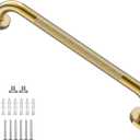 Gold Shower Grab Bar 24 Inch, Zepolu Stainless Steel Anti-Slip Bathroom Grab Bar w/Knurled Grip, Golden Safety Balance Support Toilet Assist Handrail Textured Handle for Handicap Injury Elderly Senior