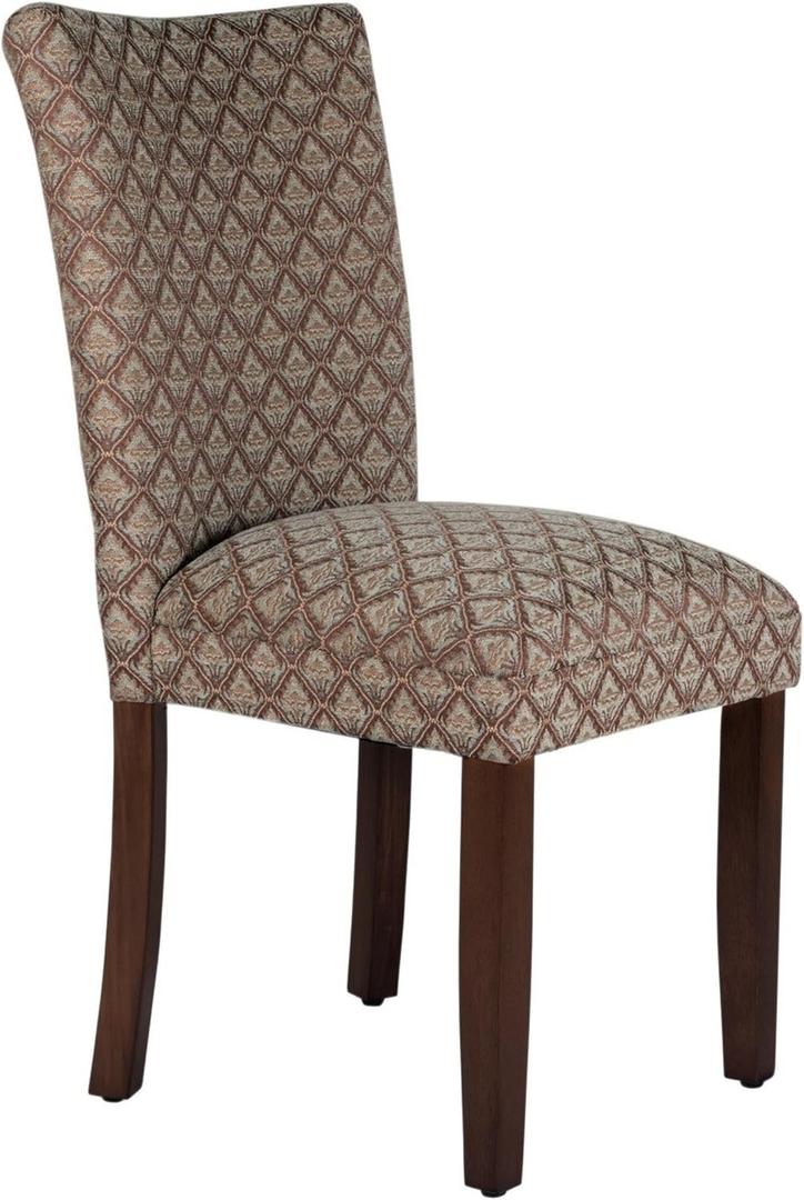 Homepop Home Decor |K1136-F662 | Classic Upholstered Parsons Dining Chair | Single Accent Dining Chair, Blue & Brown Damask