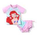 Disney Princess Mermaid Ariel Little Girls 2 Piece Tankini Swimsuit Summer Rash Guard Bathing Suits UPF 50+ Beach Short Sleeve Swimwear Holiday Pool Swim Suit Ruffle Swimming Suit Kid Pink 4-5 Years