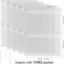 BAOFALI 20 Pcs A4 Plastic Binder Pockets,4 Holes Waterproof PVC Folders Loose Leaf Bag for Budgeting Loose Leaf Bags Planner Insert Pouches Photo,Document, Stamp & Die Storage Bills Organizer (3 Grid)