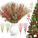 Celltestria 36pcs Christmas Tree Picks Decoration Ornaments 17’’ 12’’ Artificial Red Green Glitter Berry Stems Fake Candy Pick Branches for Xmas Trees Vase Filler Wreath Craft Decor