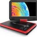 ieGeek 11.5" Portable DVD Player for Kids and Car, 9.5" Eye-Protective Screen with 5 Hours Rechargeable Battery, Support Sync TV/USB/SD Card and Multiple Disc Formats, Region Free - Red