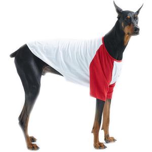 Dog Cotton Shirts for Small and Large Dogs Raglan T-Shirts Soft Breathable Dog Shirt pet Clothes (5X-Large, White/Red)