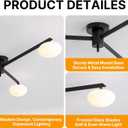 Mid Century Sputnik Ceiling Light, 3-Lights Black Off Center Light Fixture