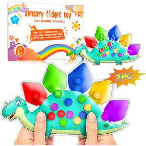 UIIOPJIOM 2PC Dinosaur Color Sorting Sensory Toys for Toddler, Montessori Toy Learning Activities Quiet Calm Down Fidgets for Classroom Valentine for 3 4 5 Year Old Boy Easter Basket Stuffer Gift
