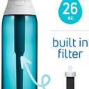 Brita Hard-Sided Plastic Premium Filtering Water Bottle, BPA-Free, Reusable, Replaces 300 Plastic Water Bottles, Filter Lasts 2 Months or 40 Gallons, Includes 1 Filter, Sea Glass - 26 oz.