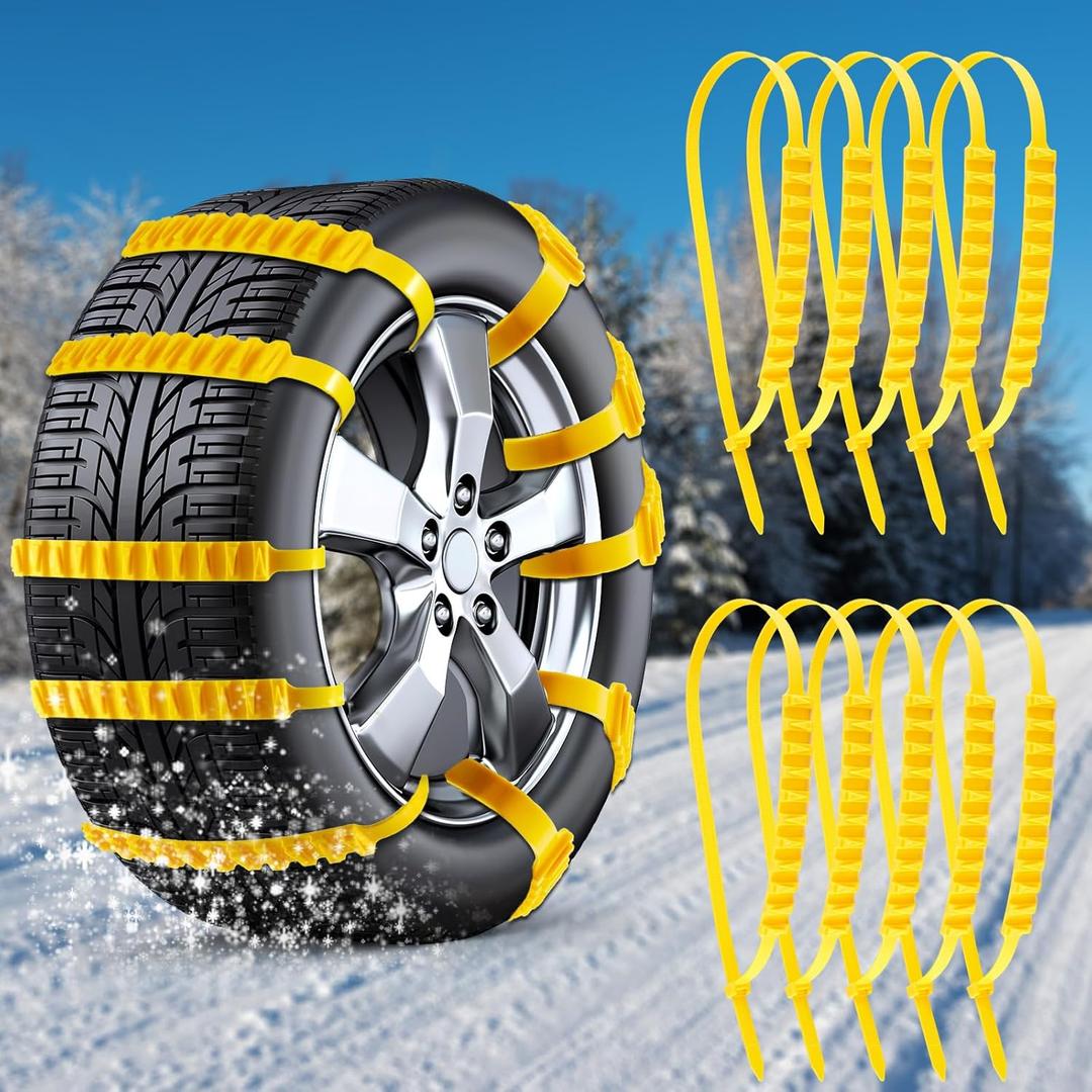 Tallew Snow Tire Chains Nylon Snow Straps for Car Tires 1.26" Width Emergency Anti Skid Car Tire Chains Universal Anti Skid Tires Chain for Truck Winter, Tyre 175 to 295 mm(0.6 x 37 Inches,20 Pcs)