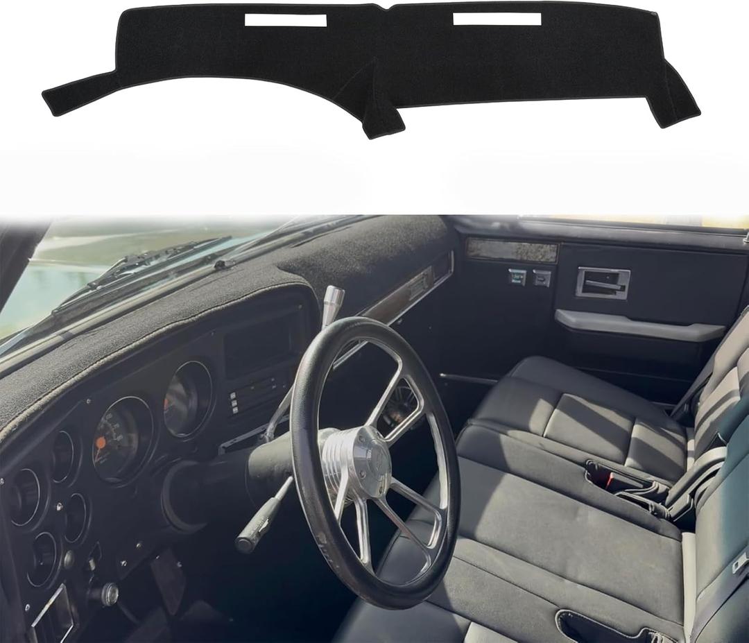 Dash Cover Mat Custom Fit for 1973-1980 Chevy Chevrolet C10 C20 C30 K10 K20 K30 Suburban K5 Blazer Pickup,GMC Jimmy C/K 15 25 35 1500 2500 Suburban Sierra,Dashboard Pad Carpet(73-80 Black)