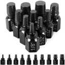 20Pcs Screw Extractor Kit Alloy Steel Damaged Screw Removal Set Metal Easy Out Drill Bits Broken Bolt Stud Removal Multi-Spline for Bolt Stud Pipe (Black,20PCS)