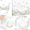 54 Pcs Funeral Guest Book for Memorial Service Celebration of Life Guest Book Hardcover in Loving Memory with 50 Memory Cards, Box, 2 Pens for Funeral Memorial Farewell Party Favor(Bright)